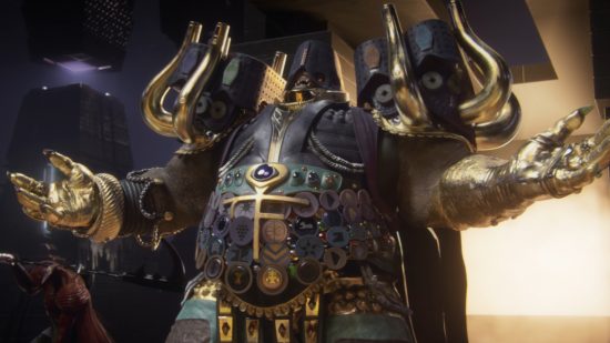 Destiny 2 Lightfall Calus explained: Calus standing proudly donning his new Disciple attire.