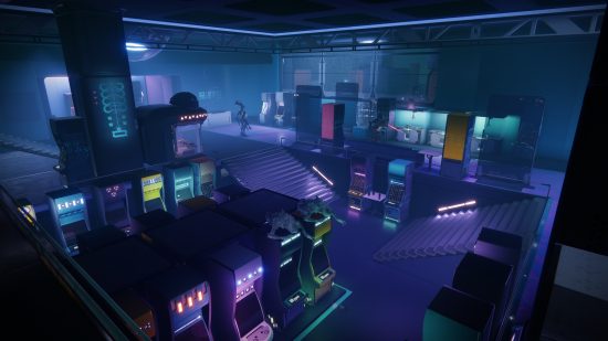 Destiny 2 Neomuna Lost Sectors: The Thrilladrome arcade Lost Sector, showcasing the arcade machines and Vex enemies.