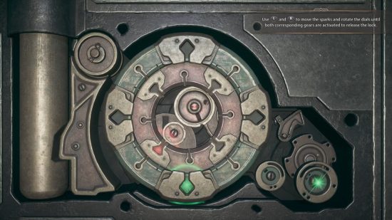 Hogwarts Legacy how to pick locks, lockpicking explained: The lockpicking minigame user interface.