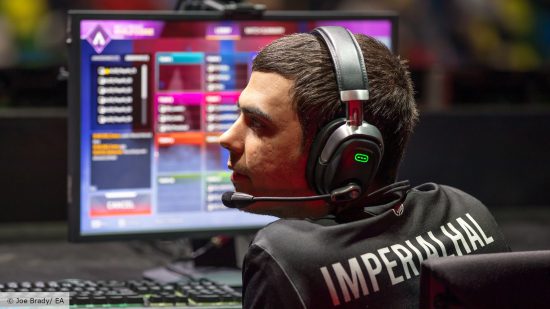 Apex Legends ALGS: TSM's ImperialHal sat at a PC wearing a black headset