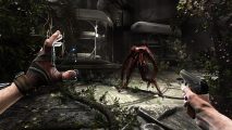 Atomic Heart Difficulty Options: A player can be seen fighting a creature
