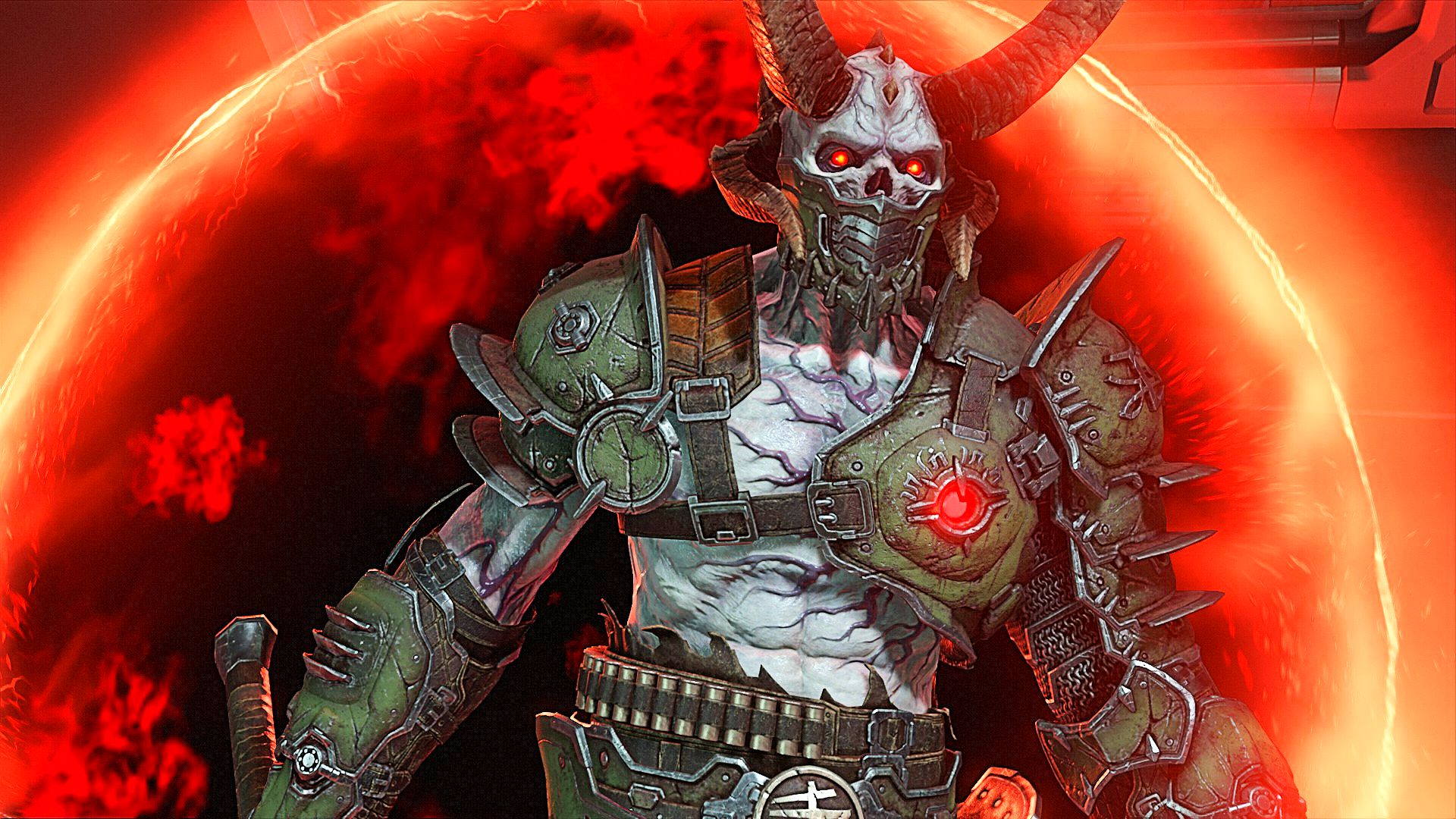 Best FPS Games: A demon in front of a fiery portal in Doom Eternal