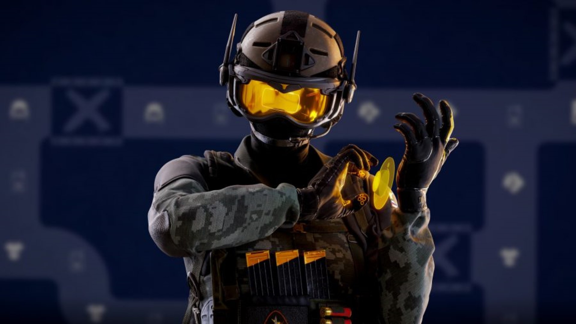 Best FPS Games: An agent in Rainbow Six Siege pulls up his wrist tactical device