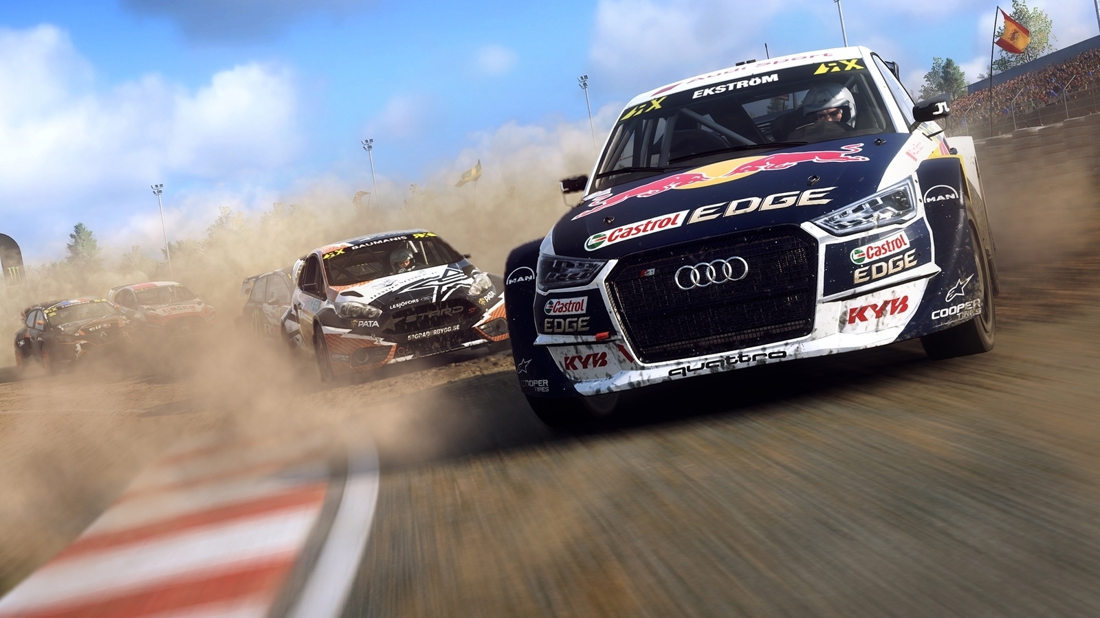 Best racing games: two rally cars fight it out on the track in Dirt 2.0