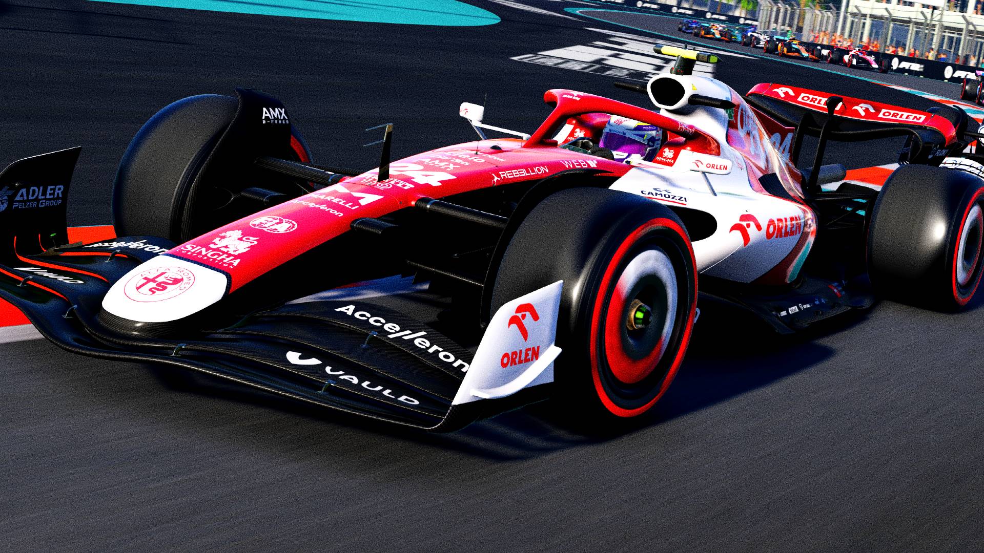 Best racing games: a F1 car on the grid in F1 22