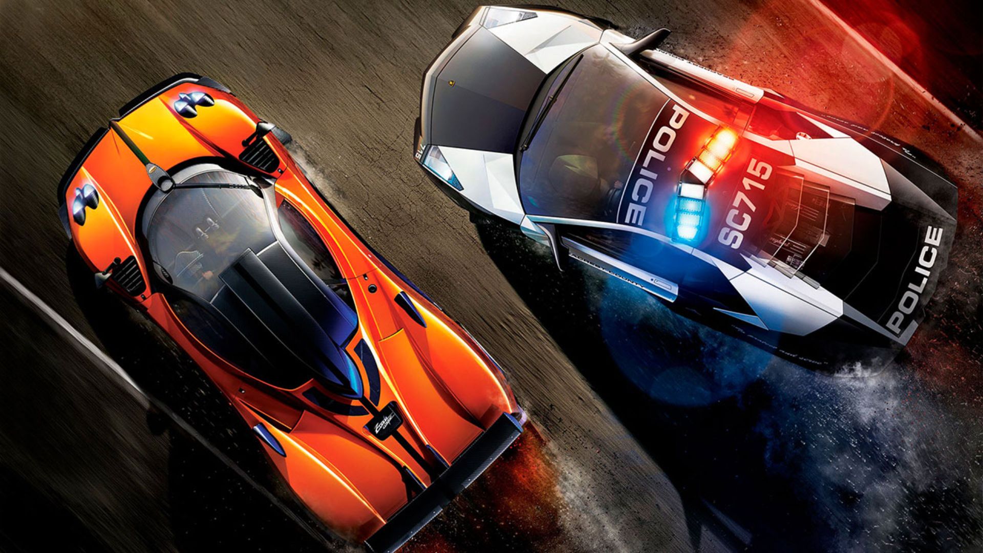 Best Switch racing games: An orange race car tries to escape police in Need for Speed Hot Pursuit