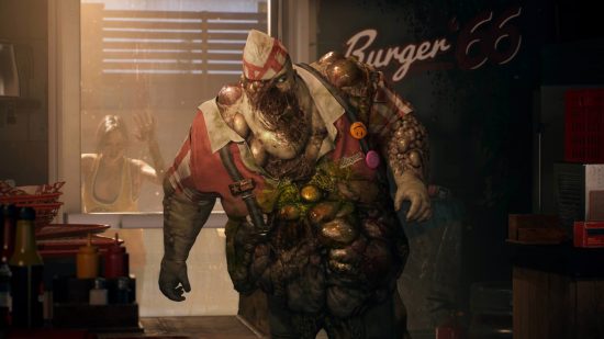 Dead Island 2 release date: A large leaning zombie wearing a torn up diner worker's uniform