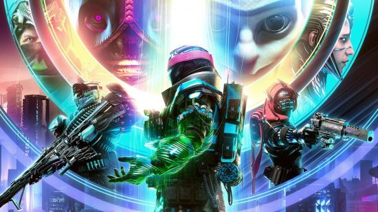 Destiny 2 Lightfall Walkthrough: Multiple guardians, Callus, The Witness, Osiris, and Nimbus can be seen in the art