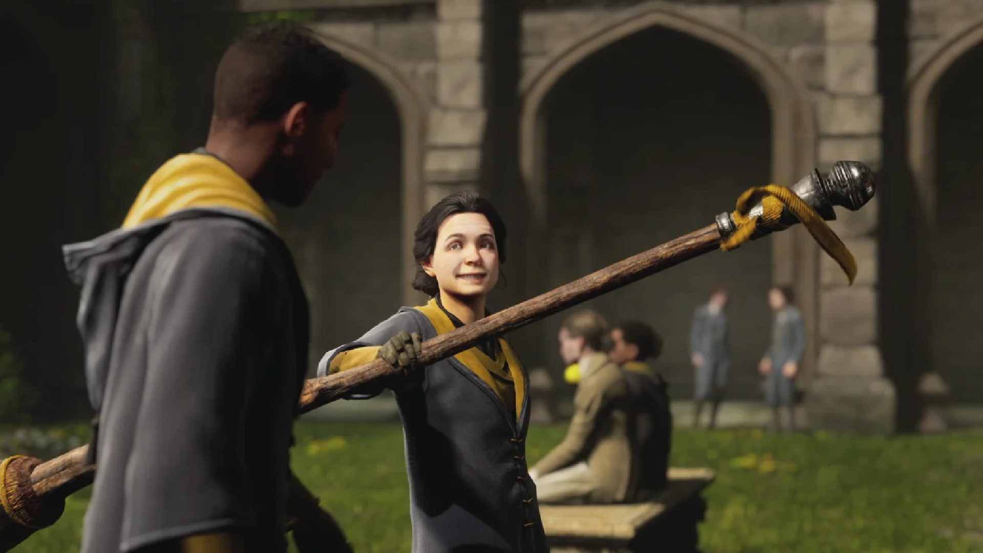 Hogwarts Legacy Walkthrough: A player can be seen with a broom