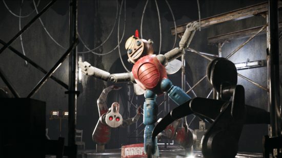 Is Atomic Heart on Game Pass: Robot clown-like statue in Atomic Heart