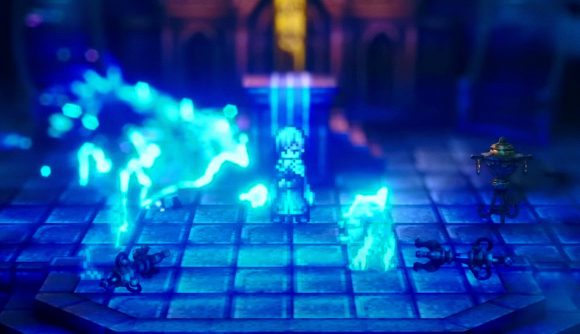 Octopath Traveler 2 release time: an image of a character from the JRPG on PS5