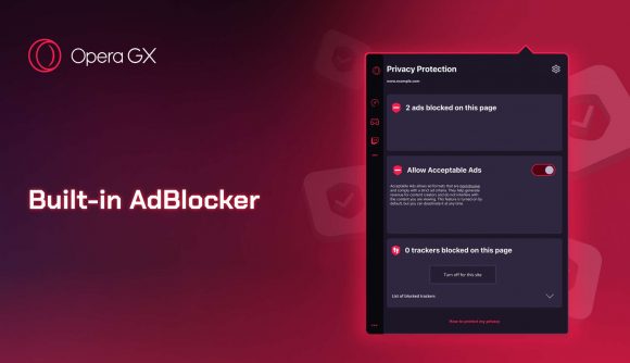 A screenshot of the AdBlocker for Opera GX