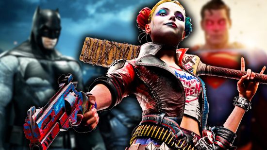 Harley Quinn, Batman and Superman in Suicide Squad Kill The Justice League