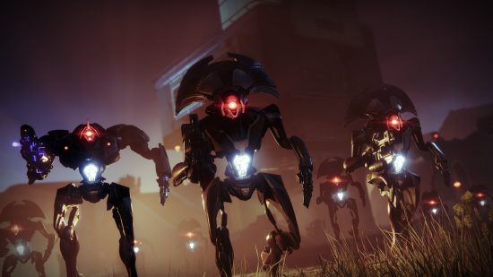 Destiny 2 Vex Incursion Zone rotation, rewards, how to find, and more: A group of Vex ominously walking towards the camera.