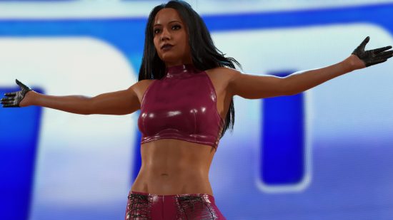 Is WWE 2K23 on Game Pass?: A wrestler proudly walking onto the stage.