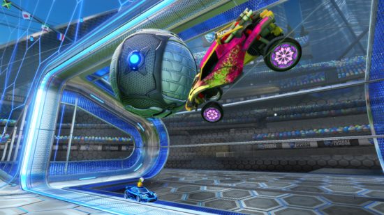 Best Xbox football games: A red car saves the ball from going in the goal in Rocket League