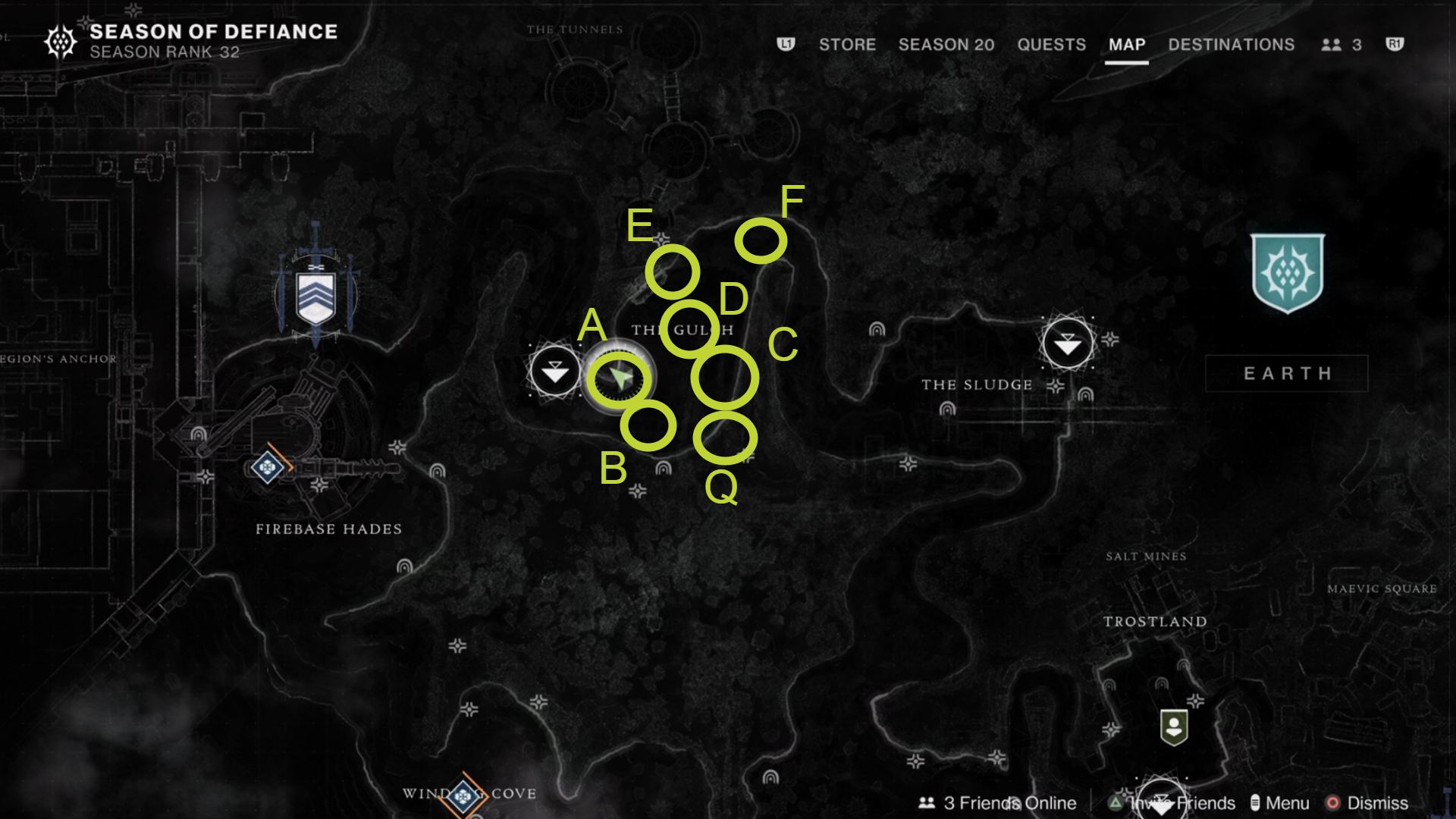 Destiny 2 Exotic Quest EDZ Vexcalibur: The points on the map can be seen