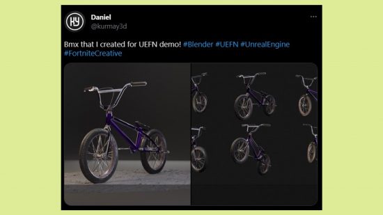 Démo Fortnite Creative 2 UEFN GTA San Andreas Grove Street: une image d'un atout de vélo BMX pour le mode créatif Battle Royale