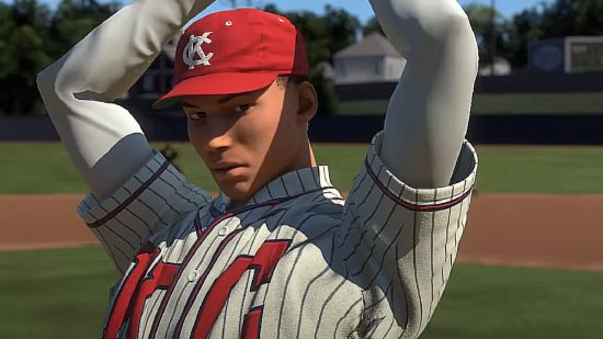 MLB The Show 23 Ratings: A player can be seen pitching