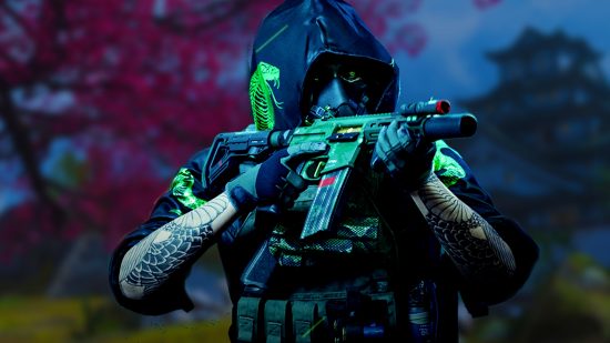 Modern Warfare 2 best loadout of the week Kastov 762 X13 auto: an image of a hooded man with an AR from the Call of Duty FPS