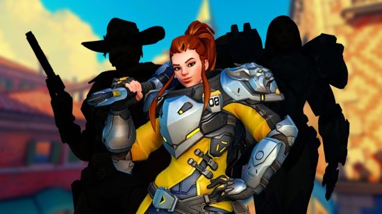 Overwatch 2 Competitive Mystery Heroes Season 1 start time: an image of three heroes, Brigitte Cassidy and Pharah from the FPS game