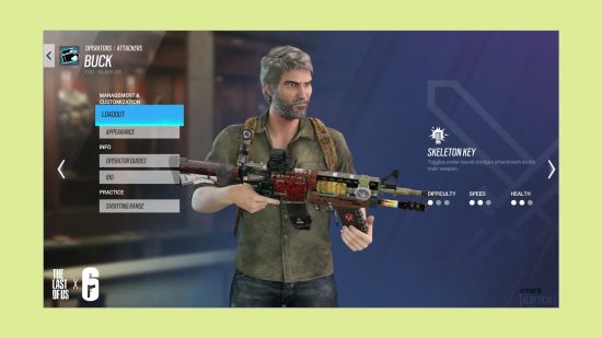 Rainbow Six Siege The Last of US bundle fan concept: an image of Buck as Joel in the FPS game