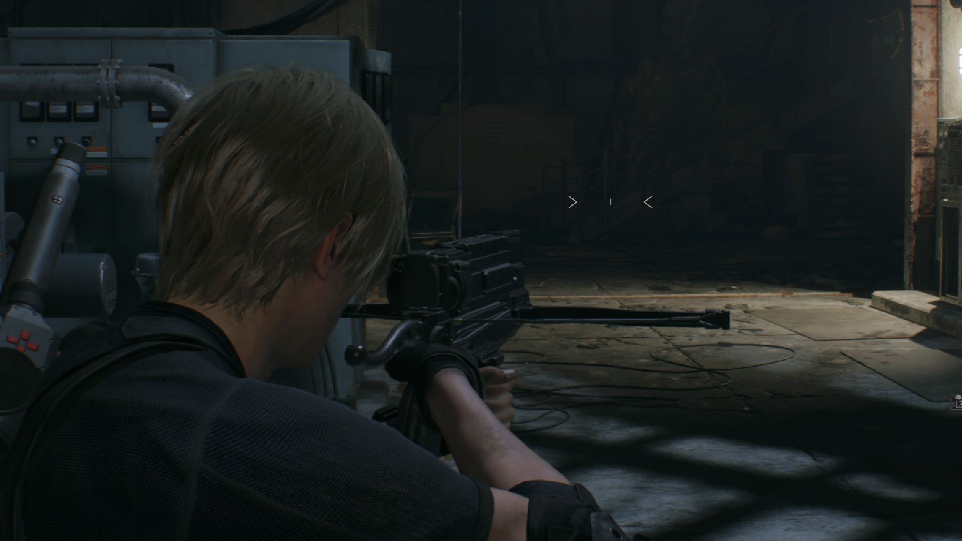 Resident Evil 4 Bolt Thrower: Leon can be seen aiming the bolt thrower
