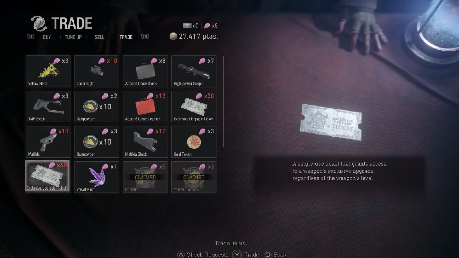 Resident Evil 4 Remake Spinel: the menu in the Merchant can be seen
