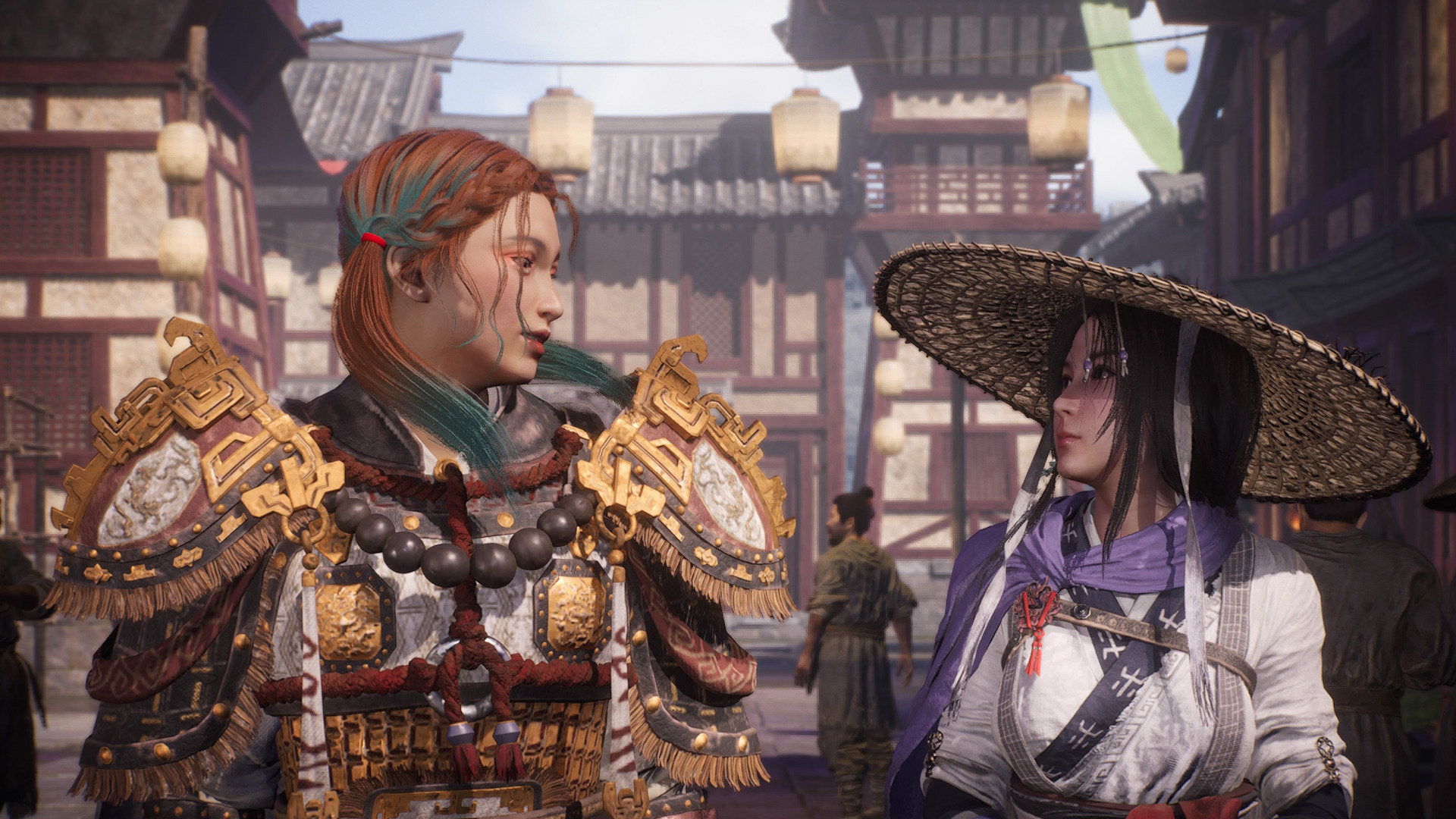 Wo Long Fallen Dynasty review: Two women speak to one another in a town
