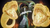 Wo Long Fallen Dynasty review: A Medusa-like boss casts yellow snakes in your direction