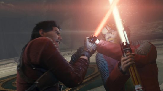 Bode Akuna and Cal Kestis fighting on Tanalorr in Star Wars Jedi Survivor