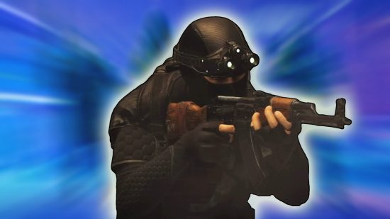 XDefiant game modes: An Echelon soldier wearing black uniform with night-vision goggles.