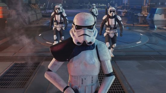 Can you play Star Wars Jedi Survivor early: Stormtroopers walking towards camera in Star Wars Jedi Survival final trailer