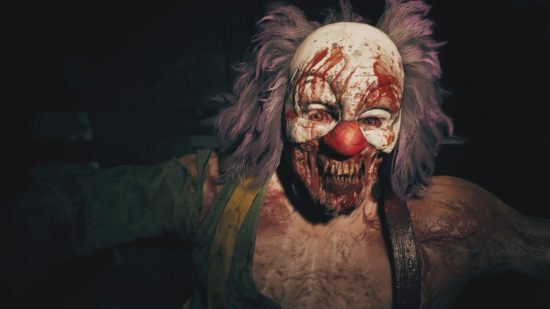 Dead Island 2 review: A zombie clown with a red nose and big teeth grabs you in Dead Island 2