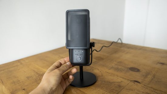 The Elgato Wave:3 streaming microphone on a table