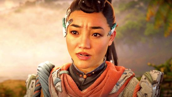 Horizon Forbidden West 3 Burning Shores DLC Aloy allies Seyka: an image of the woman speaking from the open world RPG
