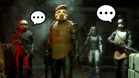 Marauders Proximity Chat united allies update: an image of soliders with speech bubbles from the Steam space FPS