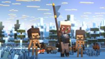Minecraft Legends Android: A player can be seen rallying troops
