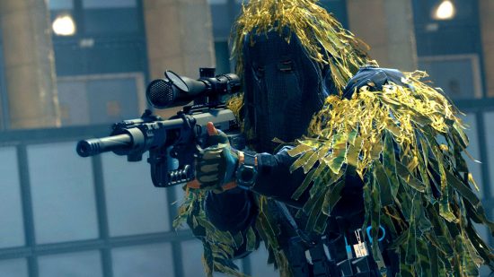 Modern Warfare 2 Season 3 full auto Desert Eagle leak: an image of a sniper with a ghillie suit from Warzone 2