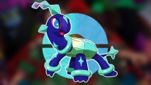 Pokemon Scarlet Violet area Zero DLC new terapagos: an image of the new pokemon on a blurred background