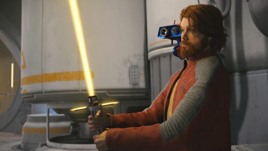 Cal Kestis with the Crossguard lightsaber in Star Wars Jedi Survivor