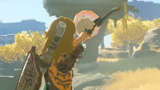 The Legend of Zelda Tears Of The Kingdom Fuse: Link can be seen shooting a homing arrow