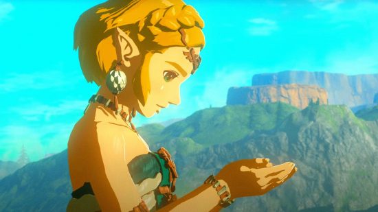 The Legend of Zelda Tears of the Kingdom gameplay teaser companions: an image of zelda from the Nintendo Switch RPG