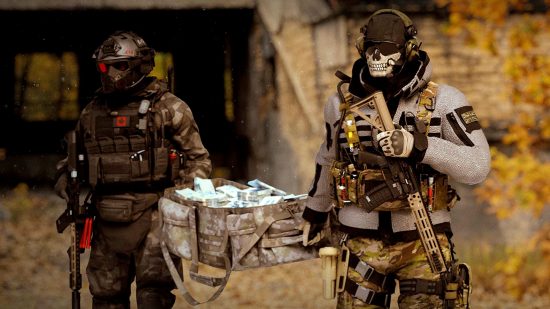 Warzone 2 Plunder Season 3: an image of two soliders holding a bag of cash from the FPS