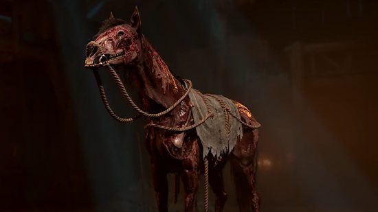 Diablo 4 mount: A skeleton corpse-like horse.