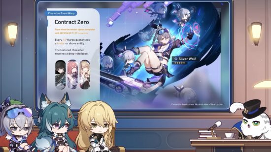 Honkai Star Rail 1.1 banners: Artwork of the Silver Wolf banner in version 1.1.