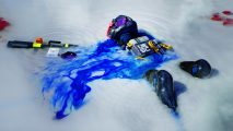 Marathon battle royale: A dead runner in white water, with a blue blood-like liquid coming from the body.