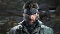 Metal Gear Solid Snake Eater release date: Snake against a blurred background of the environment from the Delta remake trailer.