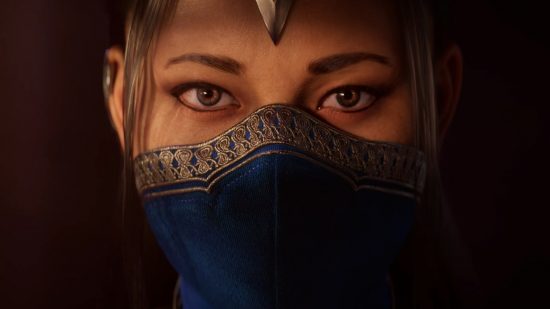 Mortal Kombat 1 beta platforms: A close up of Kitana looking directly into the camera.