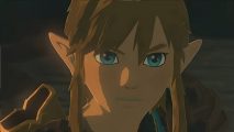 The Legend of Zelda Tears of the Kingdom dungeons: A close up of Link looking directly at the camera with a determined look on his face.